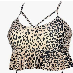 Leopard Flounce swim top